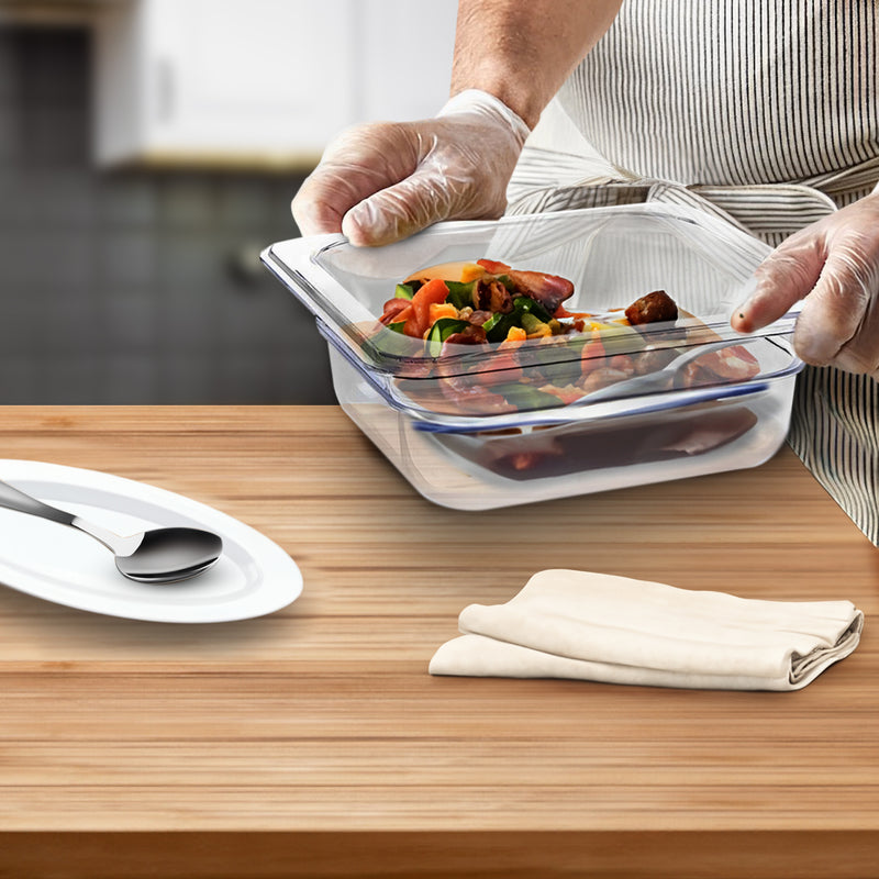 65mm Clear Polycarbonate Gastronorm Pan 1/6 Gn Food Tray 17.5x16x6.5cm