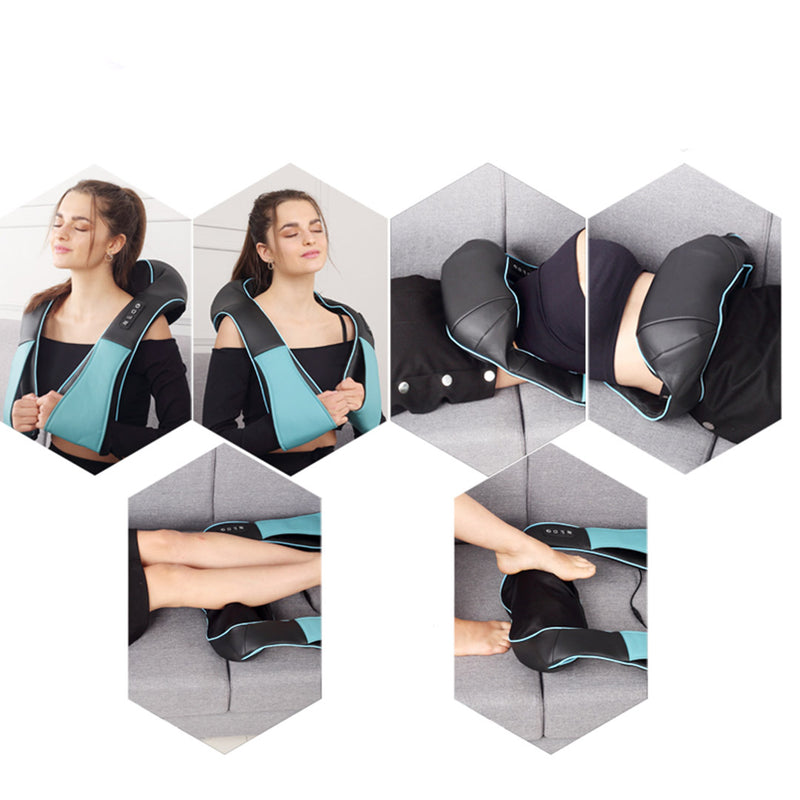 3X Electric Shiatsu Kneading Massager Heat Back Neck Shoulder Black Blue White
