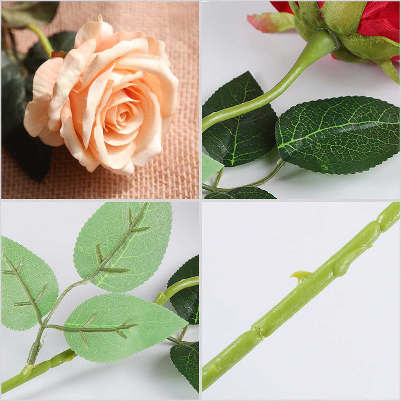 10pcs Artificial Silk Rose Bouquet Real Touch 6.5cm X 52cm Red Wedding Decor