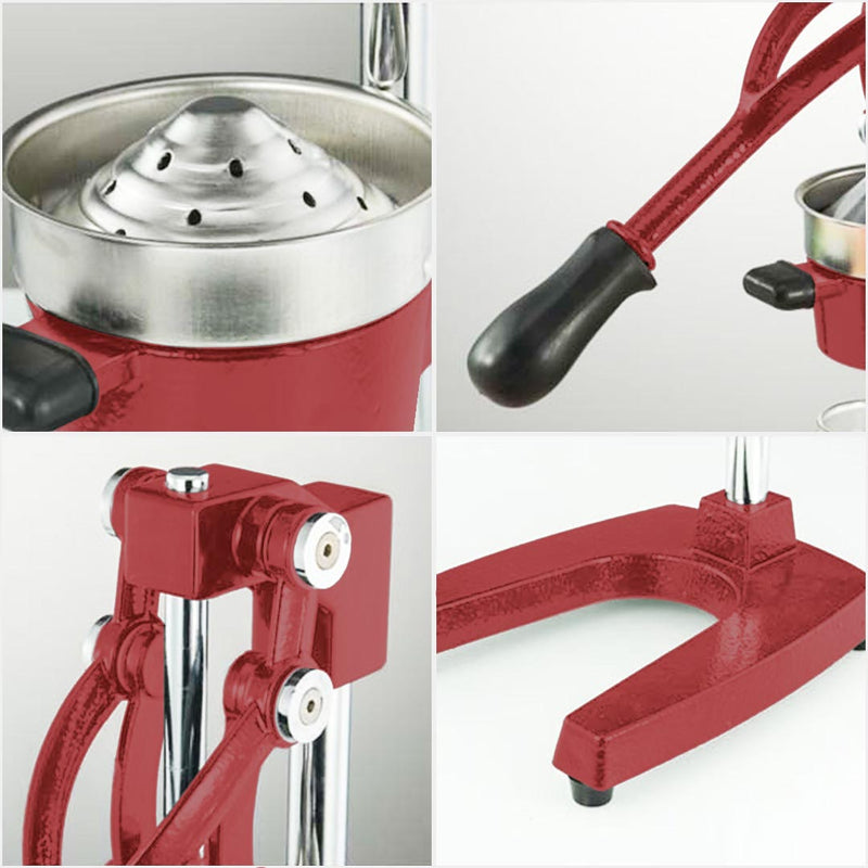 2X Commercial Manual Hand Press Juicer Cast Iron 304 Stainless Red