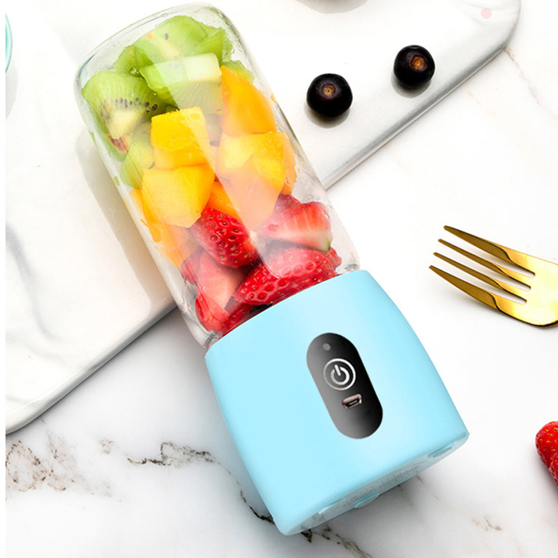Portable USB Rechargeable Handheld Juicer Mixer Glass 8x20cm Easy Clean Blue