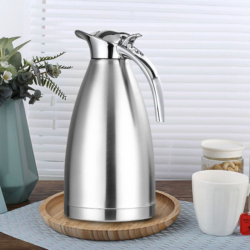 Thermal Flask Stainless Steel Vacuum Insulated 2.0L Silver 3 Layer Leak Proof