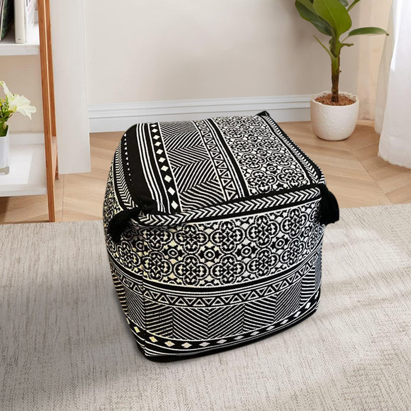 2X 42cm Beige Polyester Fiber Floor Pouf Cushion EPP Particle Insert