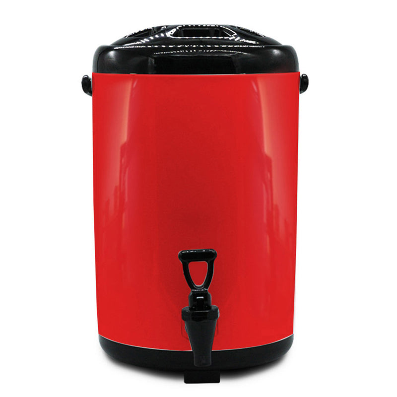 4X 8L Stainless Steel Insulated Hot Cold Milk Tea Dispenser With Faucet Red