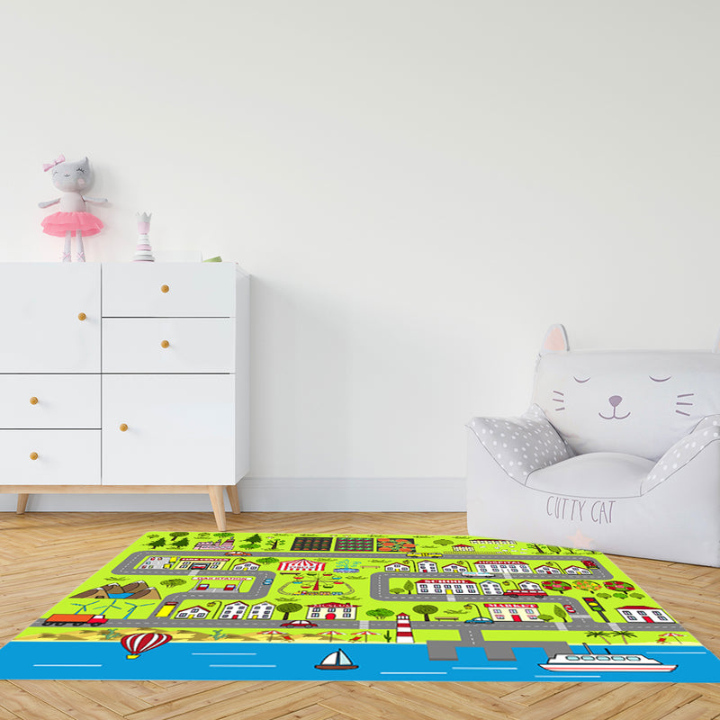 Kids Street Map Playroom Rug Polyester 120x180cm Multicolor