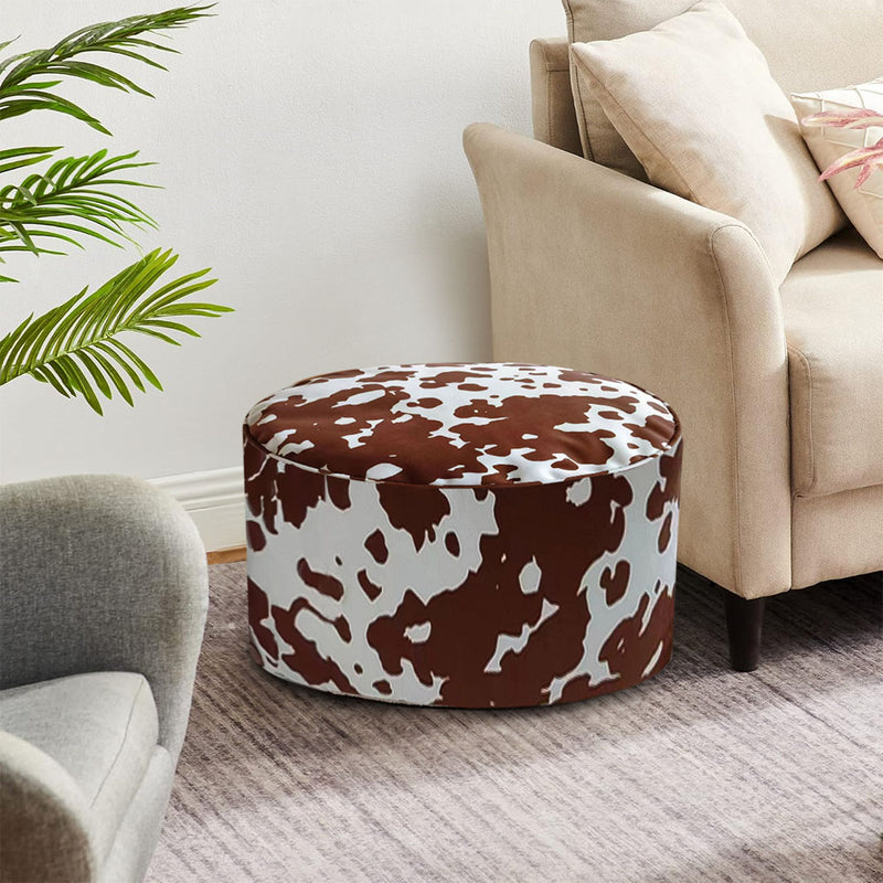 2X Round Pouffe Velvet Cotton Blend 48cm Dia 35cm H Multicolor Cushion