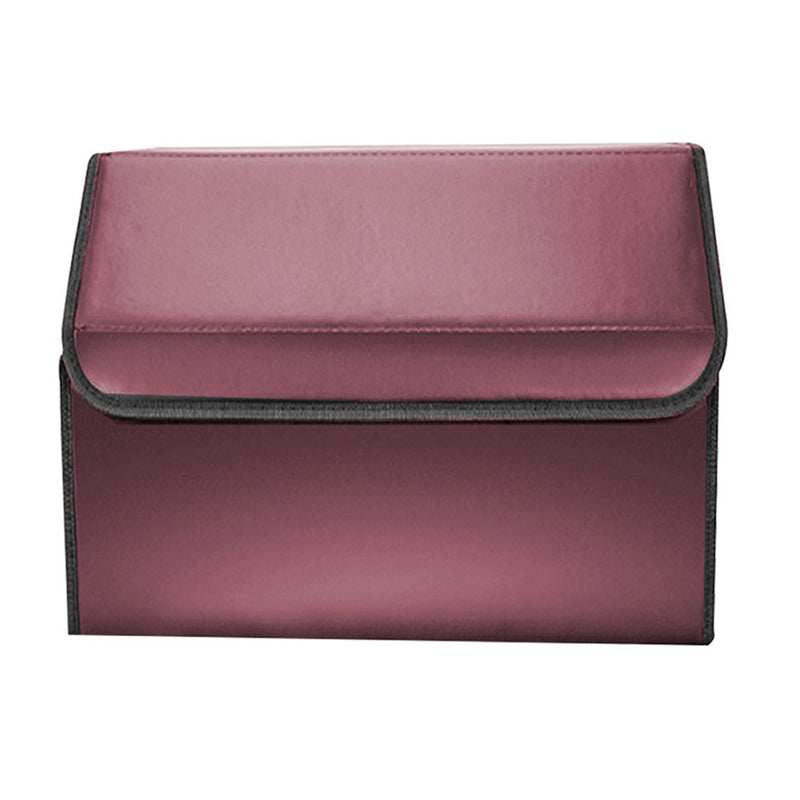 4X Leather Car Boot Organizer 40x30x30cm Foldable Collapsible Red With Divider