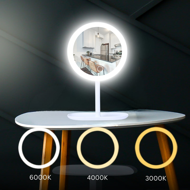 2X 26cm White Round Smart Led Vanity Makeup Mirror 5x Magnification Usb