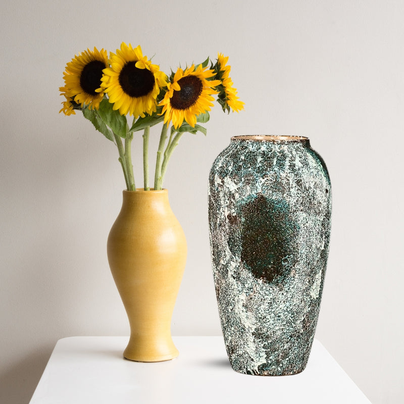 Large Ceramic Flower Vase 35x17cm Green Handcrafted Elegant Home Decor