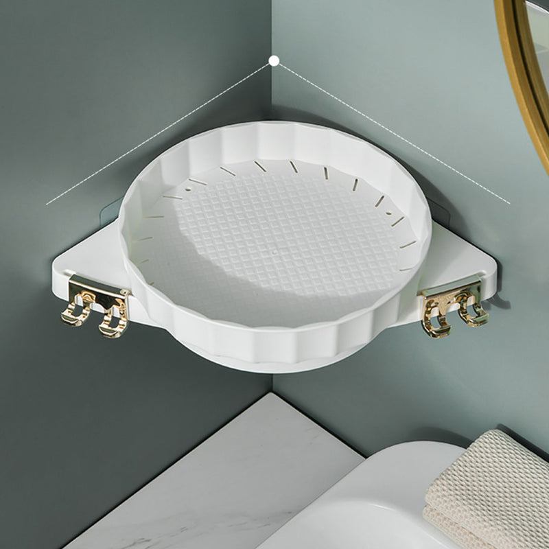 360 Rotating Wall Mounted Corner Plastic Bathroom Shelf 27.5cm White Adhesive