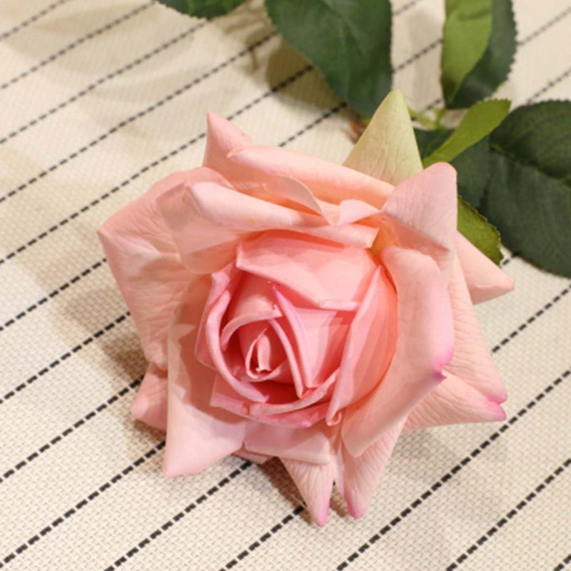 12pcs Artificial Silk Flower Bouquet Real Touch Roses Pink Home Wedding Decor