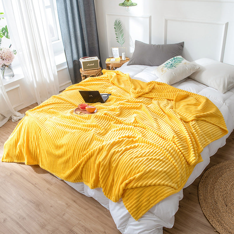2X Yellow Thin Flannel Polyester Throw Blanket 200 X 230 Cm Lightweight
