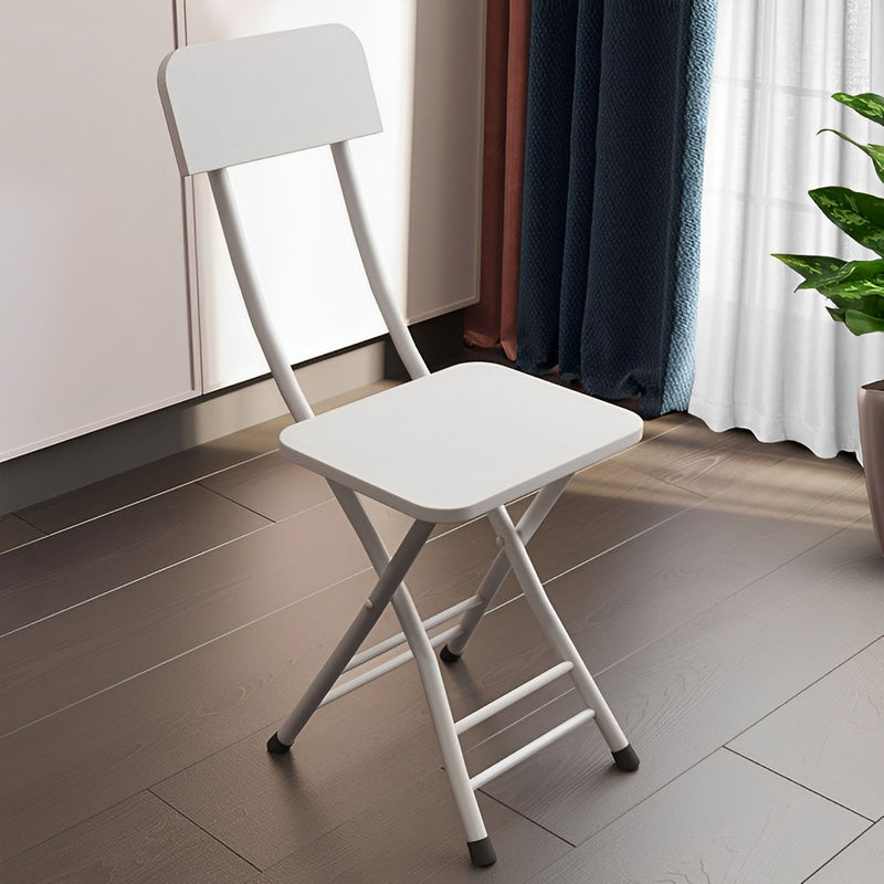 White Foldable Chair Mdf Aluminum Legs Seat Height 44cm Portable Set of 2