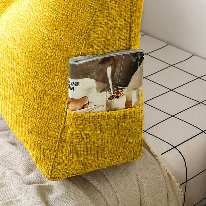 2X 100cm Yellow Triangular Wedge Bed Pillow Polyester Filled Button Tufted