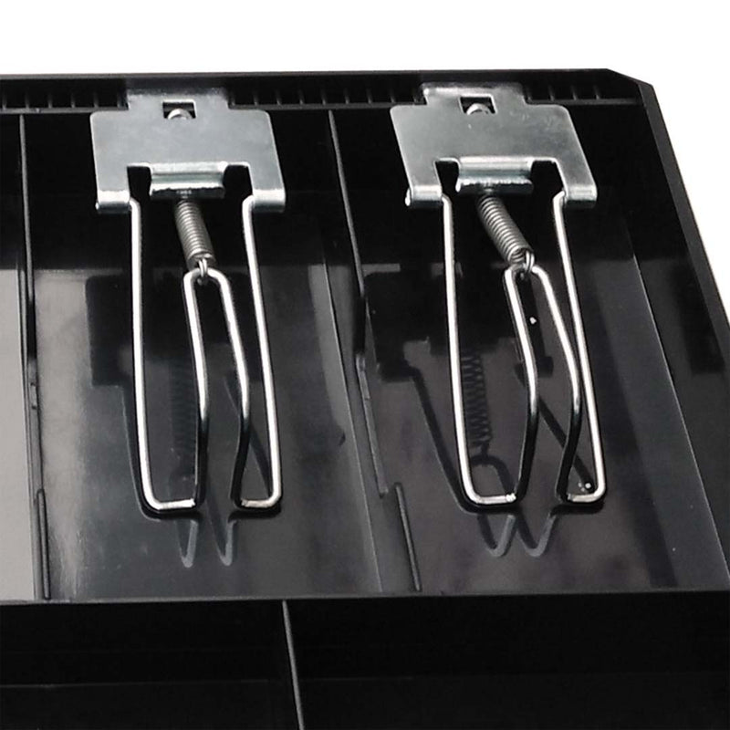 2X Cash Tray With Lockable Lid 4 Bills 8 Coins Double Row Black