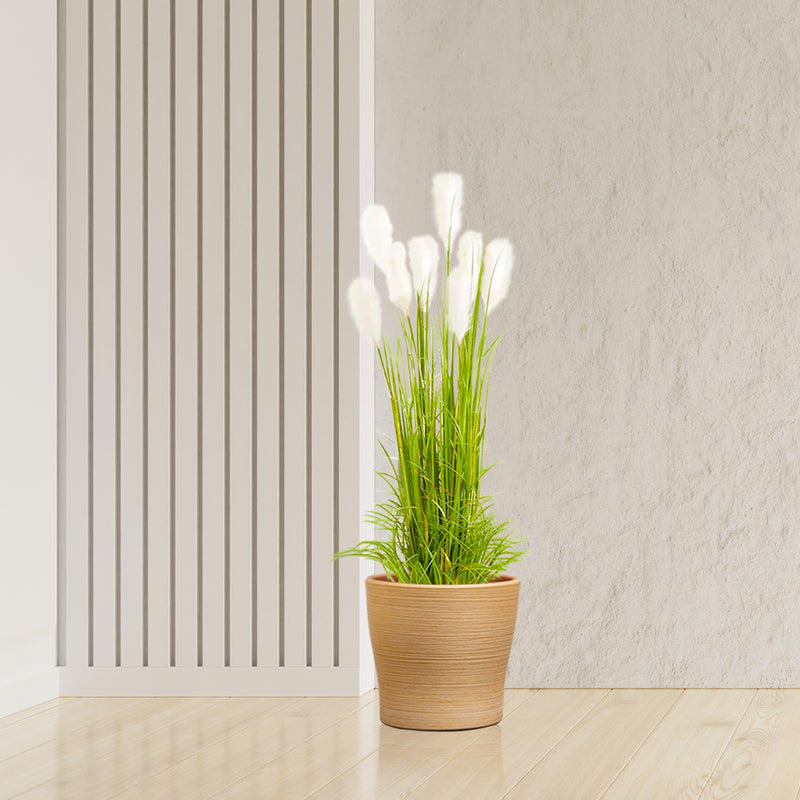 4X 150cm Wheat Plume Artificial Grass With Black Metal Planters Faux Moss Green