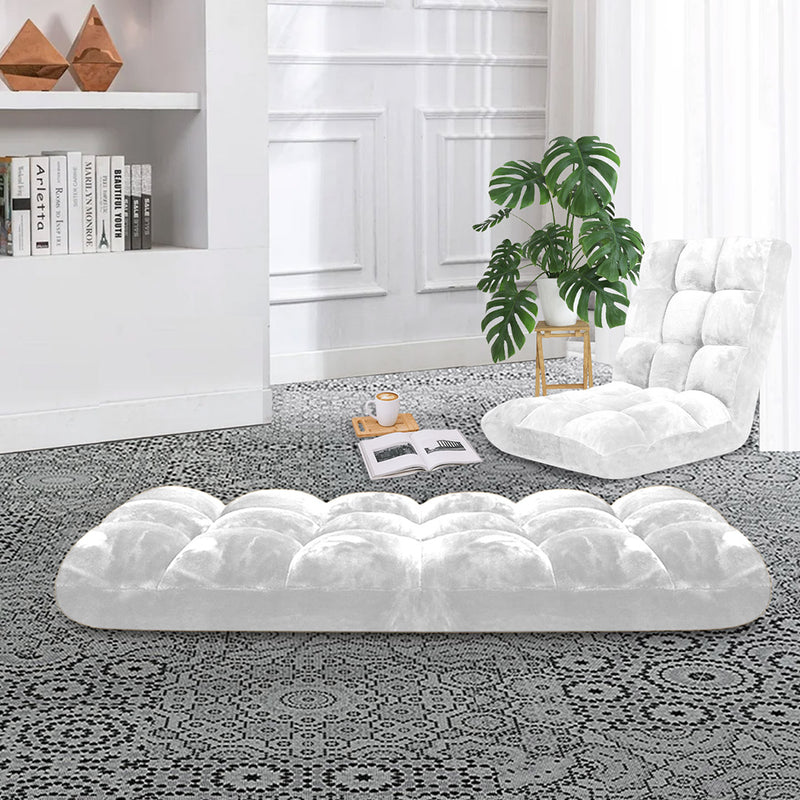 4X Floor Recliner Folding Lounge Sofa Futon Chair 6 Position Adjustable White