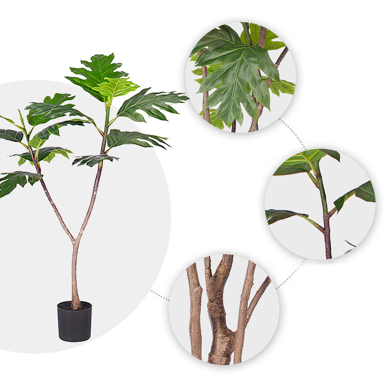 Artificial Philodendron Tree 90cm Polyethylene Green Realistic Home Office Pot
