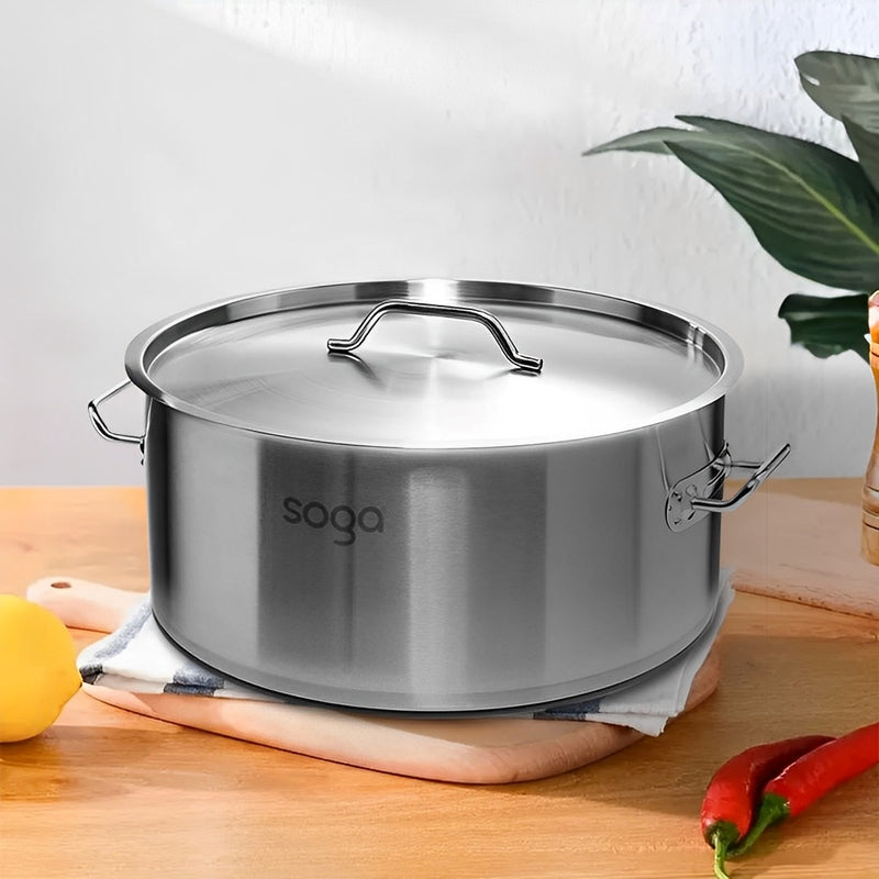 14L Commercial 18/10 Stainless Steel Stock Pot Thick Base Induction Ready