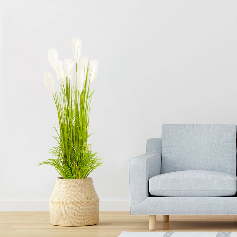 Artificial Plume Grass Plant 120cm Plastic Potted Realistic Green