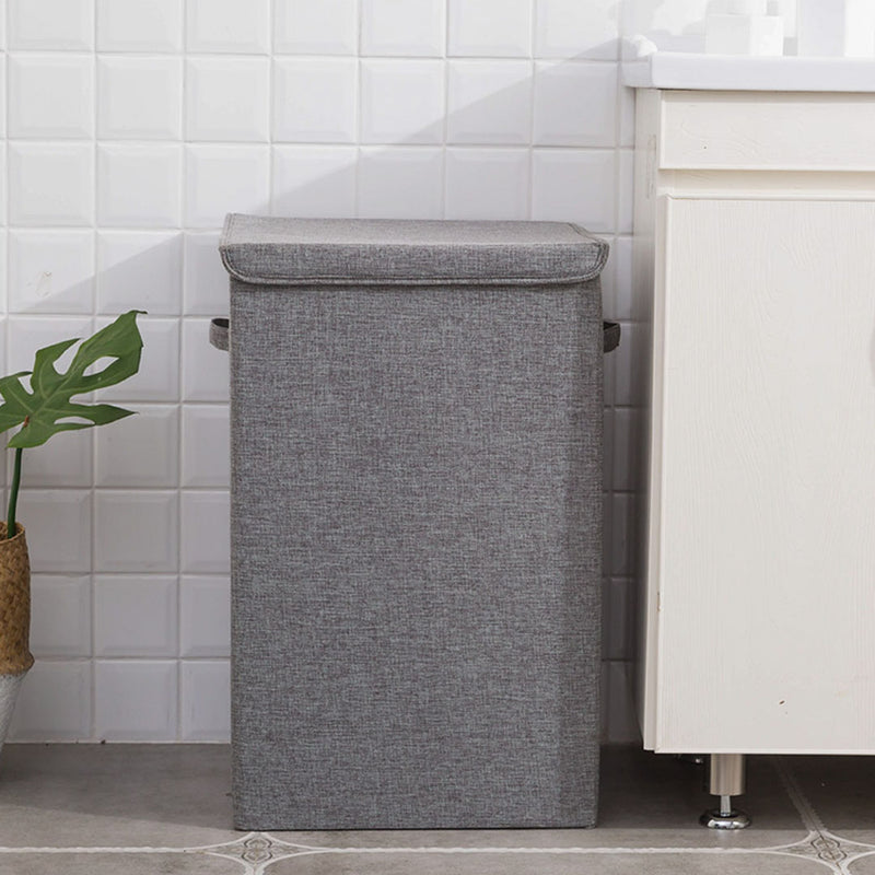 Medium Grey Canvas Collapsible Laundry Hamper Storage Box Foldable Basket