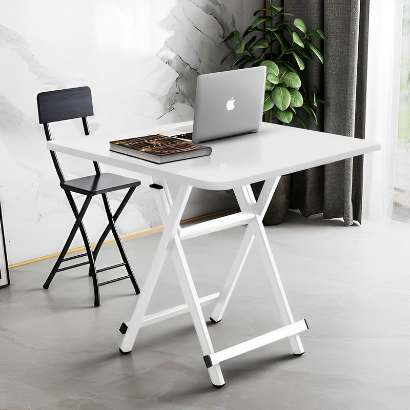White Square Folding Dining Table MDF Top Aluminum Alloy Legs 60x60x70cm