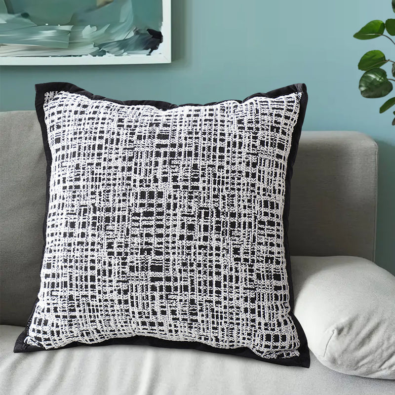 2X 45cm Velvet Plush Square Throw Pillow Leopard Print Black White