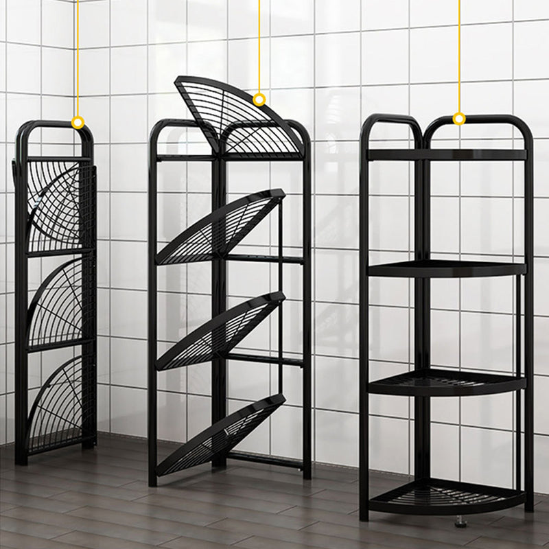 2X 4 Tier Carbon Steel Corner Shelf 51cm X 35cm X 120cm 10kg Capacity Black