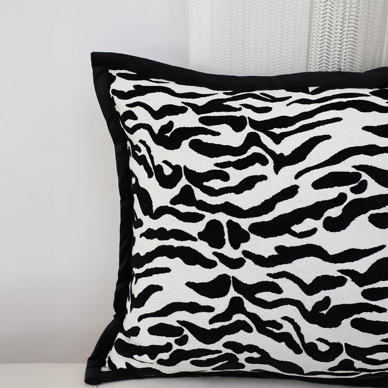 45cm Square Polyester Decorative Pillow Black White Mottled Texture Luxury