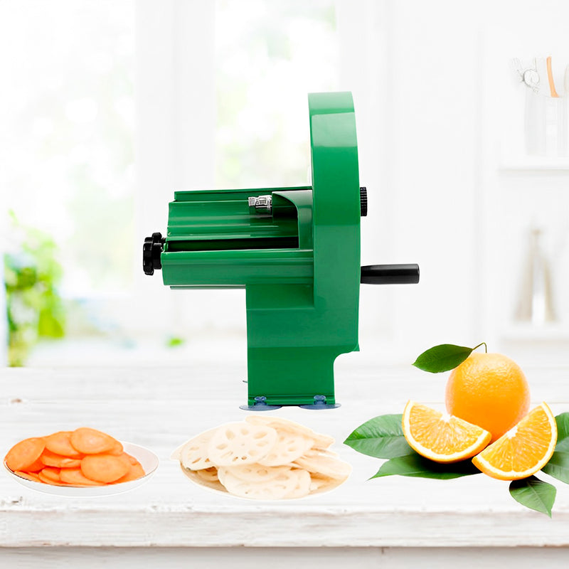 Manual Vegetable Fruit Slicer PVC With Stainless Steel Blades Green Cutter Machine