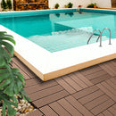 11 Pcs Light Chocolate Wooden Composite Decking Tiles Slip Resistant Outdoor