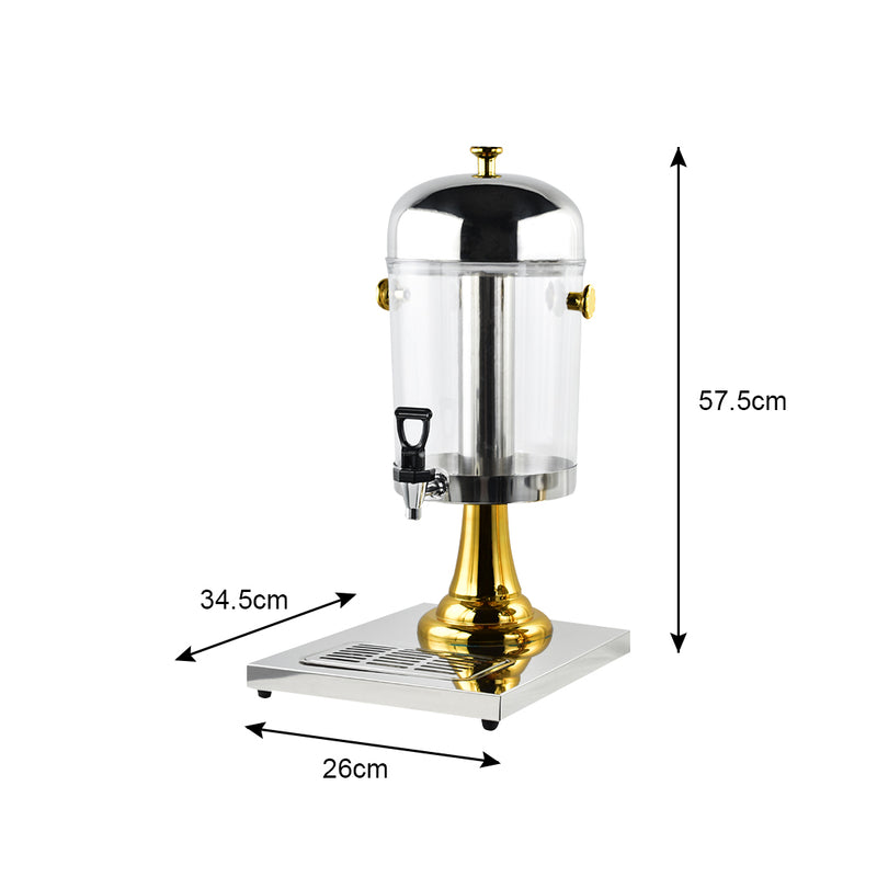 8L Stainless Steel Beverage Dispenser Transparent Jug Commercial Grade