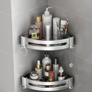 Silver Aluminum Wall Mounted Bathroom Shelf Space Saving Adhesive Corner Rack
