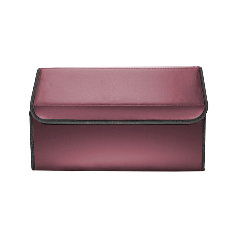 Leather Car Trunk Organizer Large 55x30x30cm Collapsible Removable Divider Red
