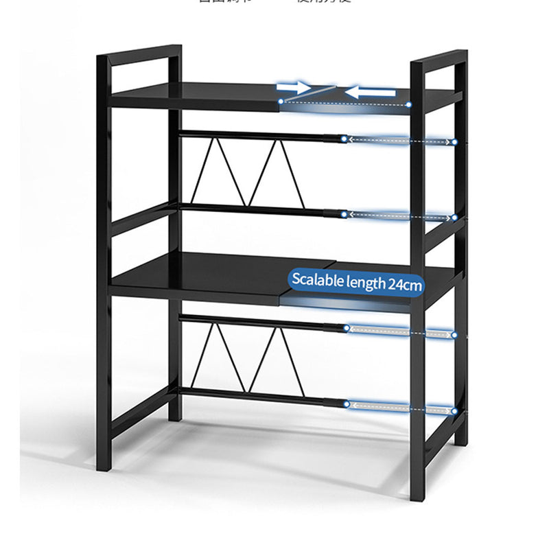 2X 3 Tier Black Carbon Steel Adjustable Microwave Oven Stand with Storage Shelves