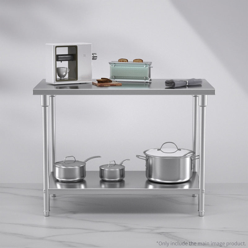 Commercial Kitchen Stainless Steel Prep Work Bench 120x70x85cm Adjustable Shelf