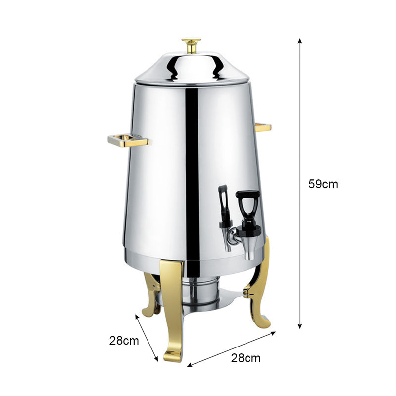 Stainless Steel 13L Beverage Dispenser Silver Gold Trim Elegant Design