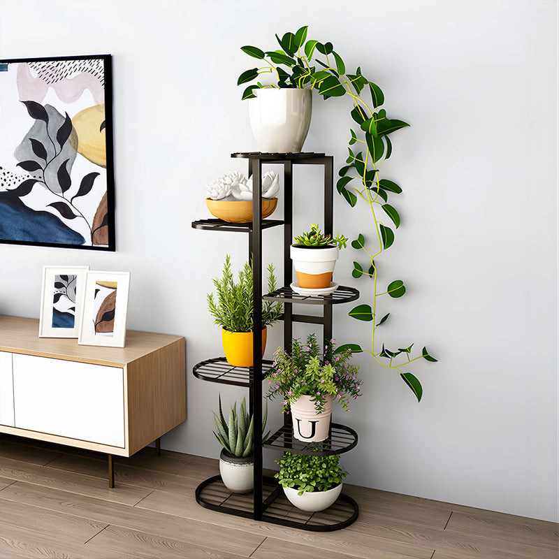7 Tier 8 Pots Black Metal Plant Stand Indoor Balcony Space Saving 44.5x22x125cm