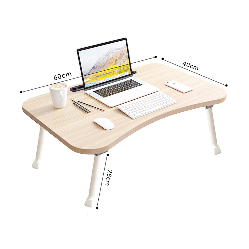 Portable Bed Table Mdf Aluminum 60x40x28cm Foldable Adjustable Beige Laptop