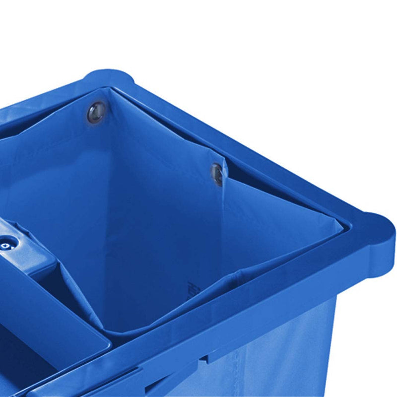 2X 3 Tier Blue Plastic Janitor Cart With Bag Waterproof Easy to Clean and Move