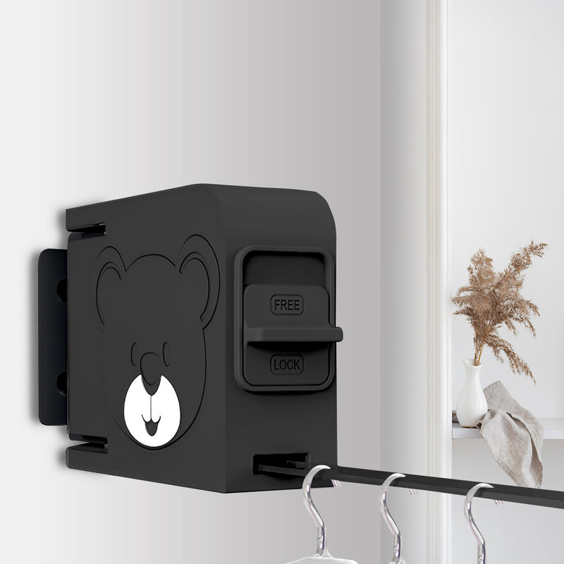2X Wall Mounted Clothesline Rack Retractable Folding 160mm Black Rust-Proof