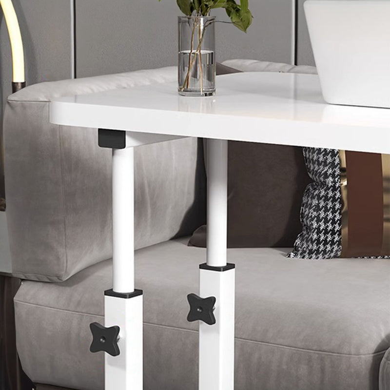 Walnut 40x80cm Bedside Table Movable Desk White Metal Frame With Wheels