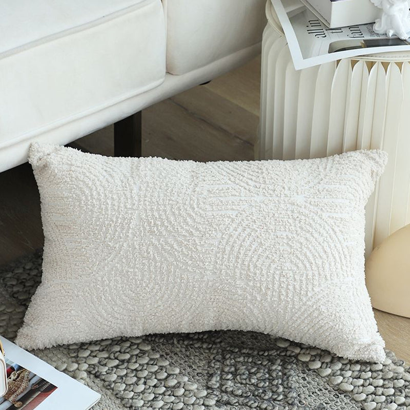 Velvet Lumbar Pillow 30x50 Cm 15 Cm Thick Plush Off White Decorative Cushion