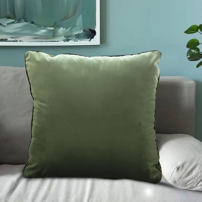 Velvet Throw Pillow 45cm Square Subtle Green Modern Plush Decorative Cushion