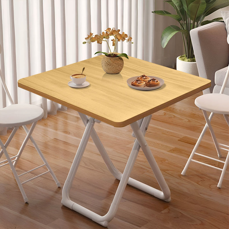 Wood Color Board Square Table 80x80x72cm White Legs Modern Durable