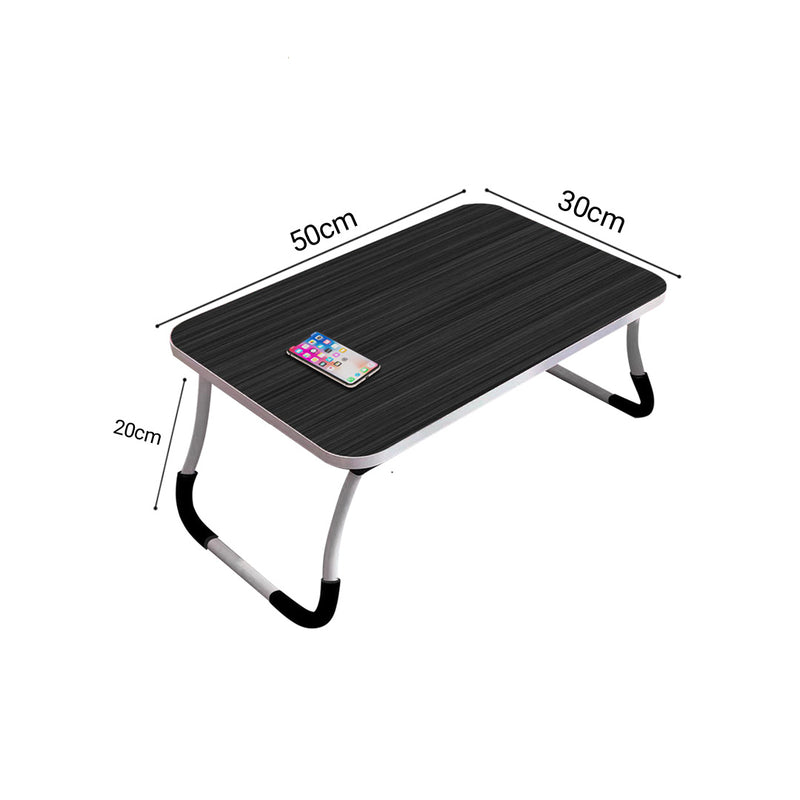 2X Black Portable Bed Desk Adjustable Foldable Laptop Tray Table 50x30cm