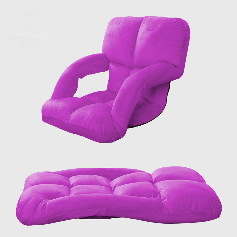 Foldable Adjustable Flannel Lounge Chair with Armrest Purple Home Outdoor