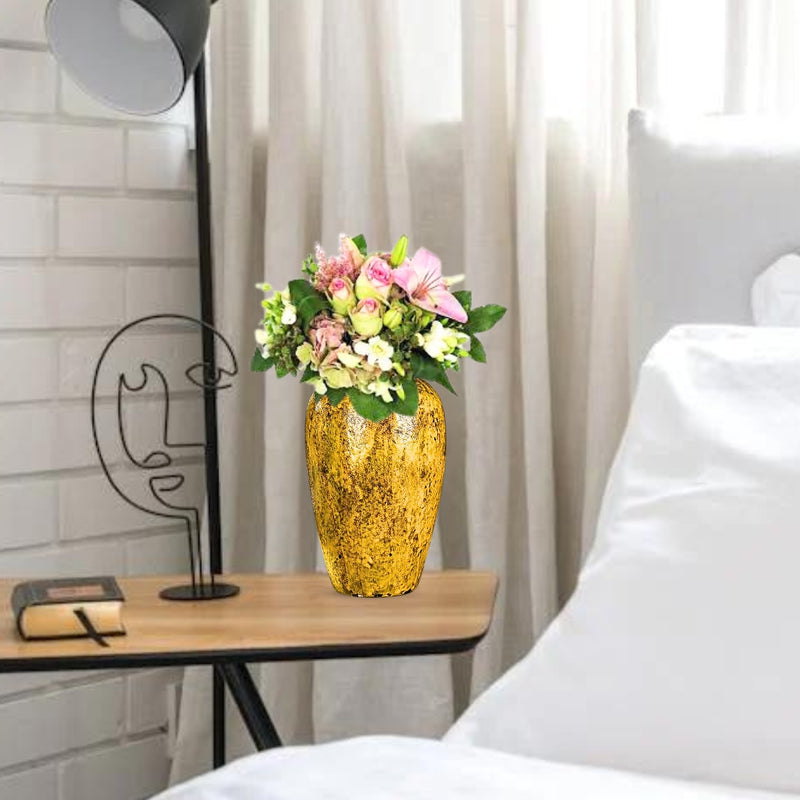 Medium Yellow Ceramic Flower Vase 30x19cm Elegant Home Living Room Decor