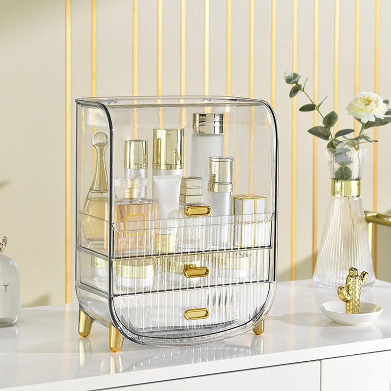 3 Tier Transparent Abs Countertop Cosmetic Organizer Drawer 28.5x18x36.5cm