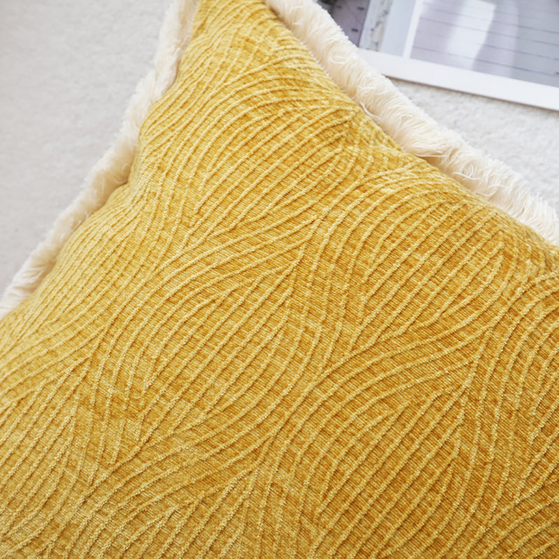 2X 50cm Throw Pillow Chenille Texture Turmeric Yellow Polyester Cotton Decor